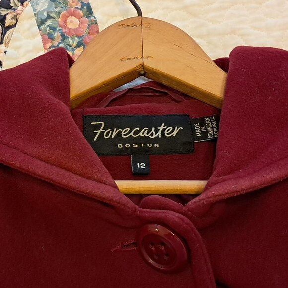 Burgandy Wool Blend Women’s Coat, Size 12 - Picture 3 of 6